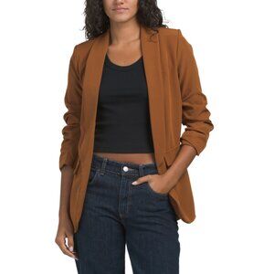 VENTI tobacco Made In Italy Ruched Sleeve Blazer